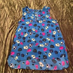 Adrianna Papell Blouse with Blue and Pink Floral Pattern